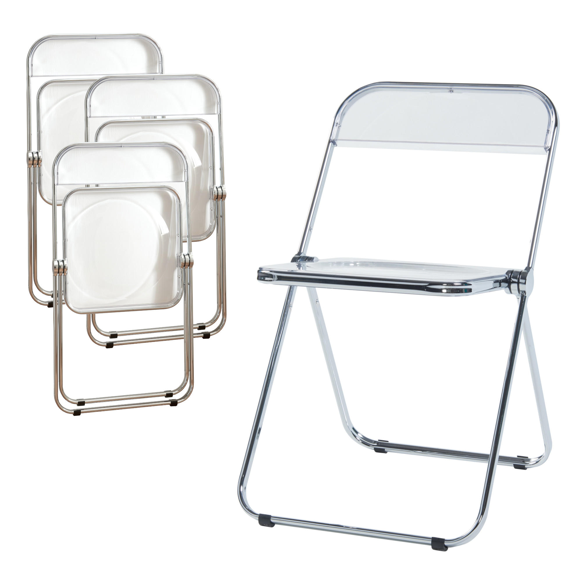 KLAPPSTUHL-SET Pornainen 4 TLG. - Transparent, Kunststoff/Metall (46/74/47cm) - [en.casa]