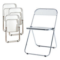 KLAPPSTUHL-SET Pornainen 4 TLG. - Transparent, Kunststoff/Metall (46/74/47cm) - [en.casa]
