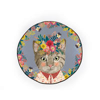 KINDER-TEPPICH Runder mit Piqué-Druck, floralem Katzemotiv PLAY ROUND - Multicolor, Textil (1/120cm) - RNT By Really Nice Things