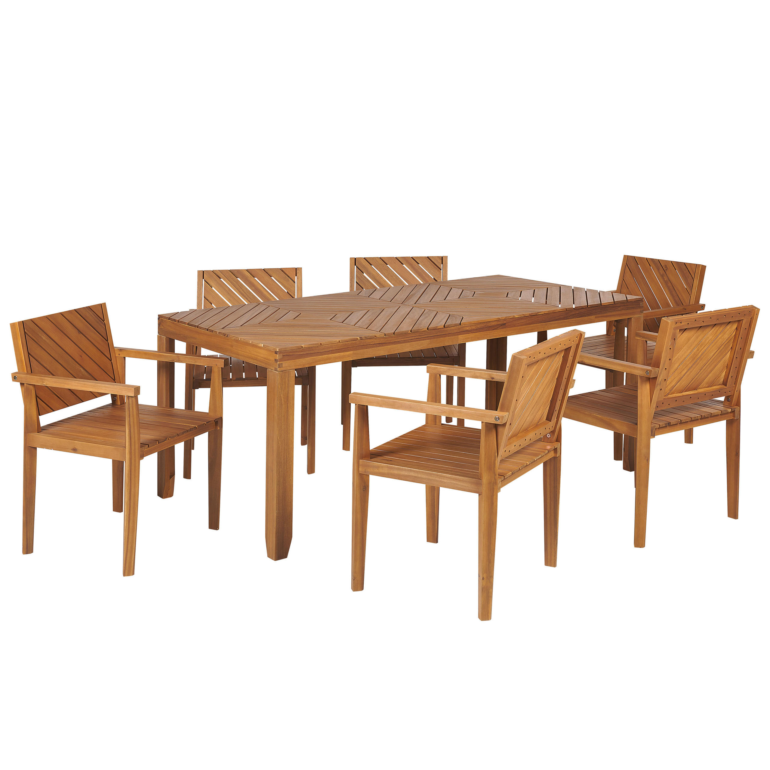 MOBILIER DE GRĂDINĂ set cu 6 locuri lemn de salcâm maro deschis Baratti