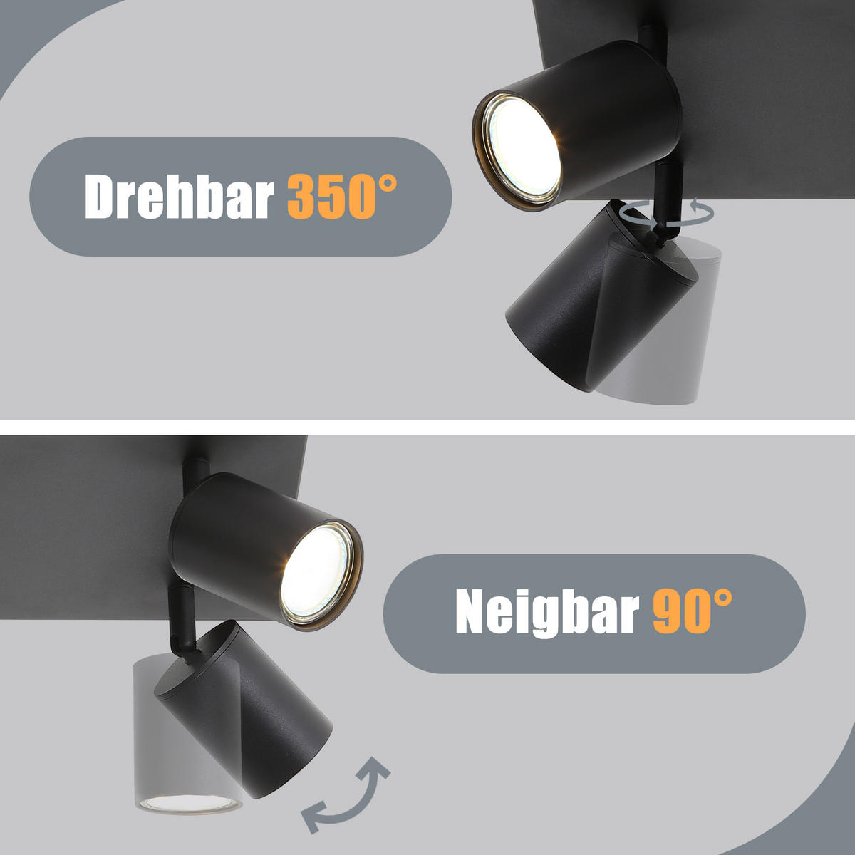 STRAHLER Harold 4-flammig 25/25/14 cm - Schwarz, Metall (25/25/14cm) - Nettlife