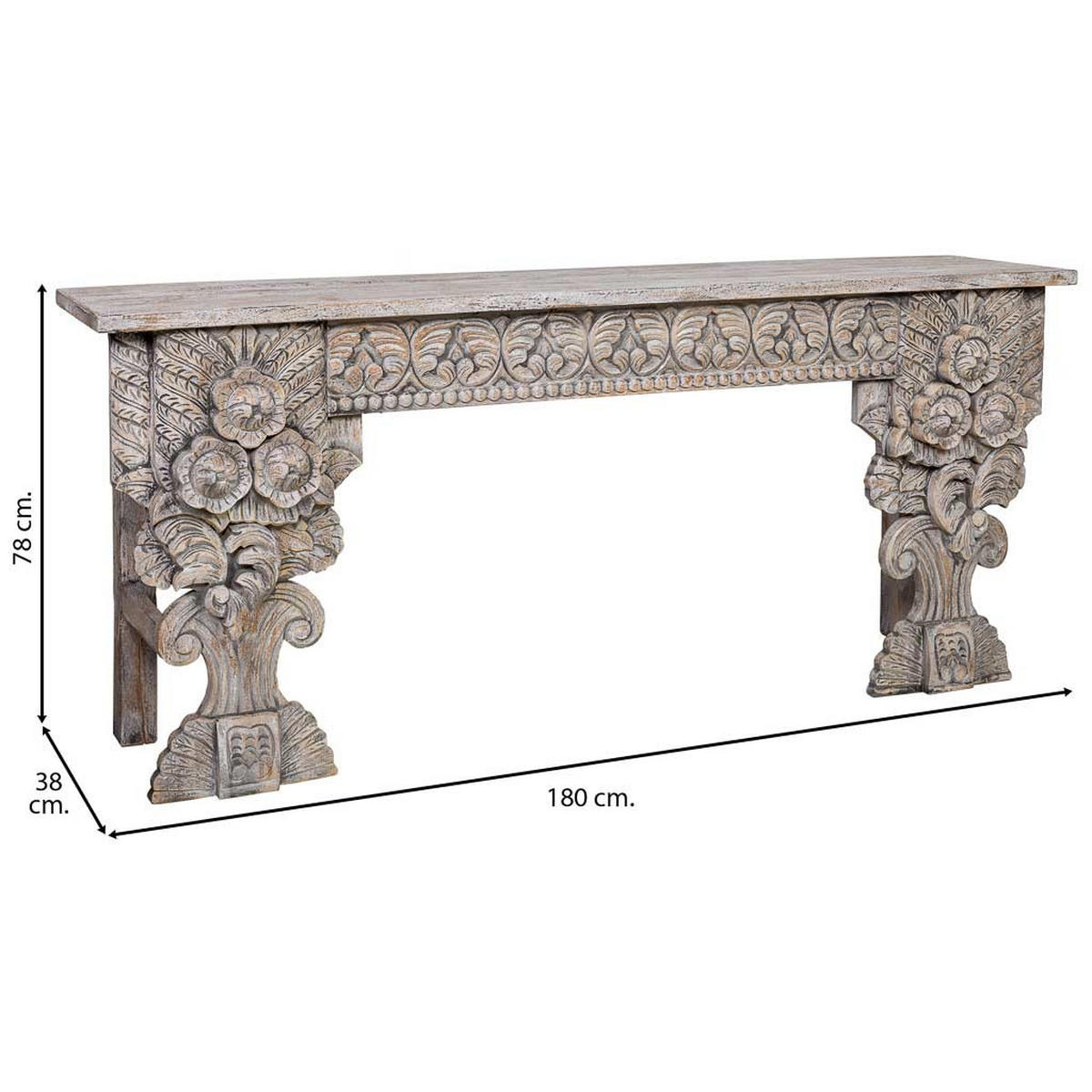 KONSOLENTISCH aus Holz 180x38x78 cm - Grau, Holz (38/180/78cm) - Wanderlust
