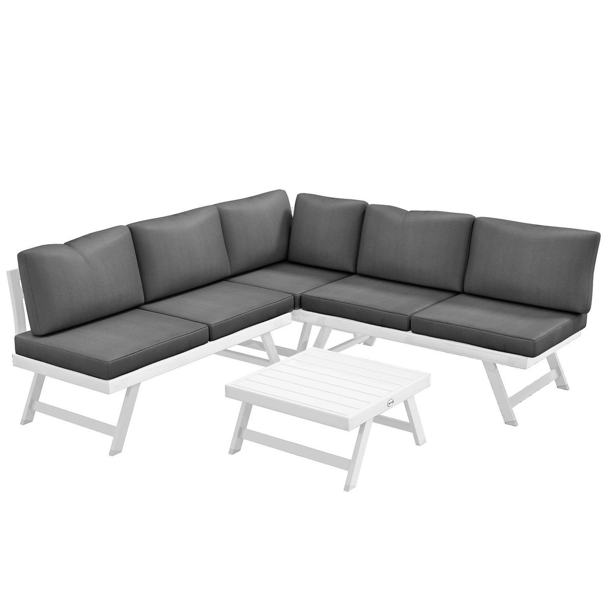 GARTENSET 4-teilig Grau 115.0/61.0/65.0 cm - Grau, Textil