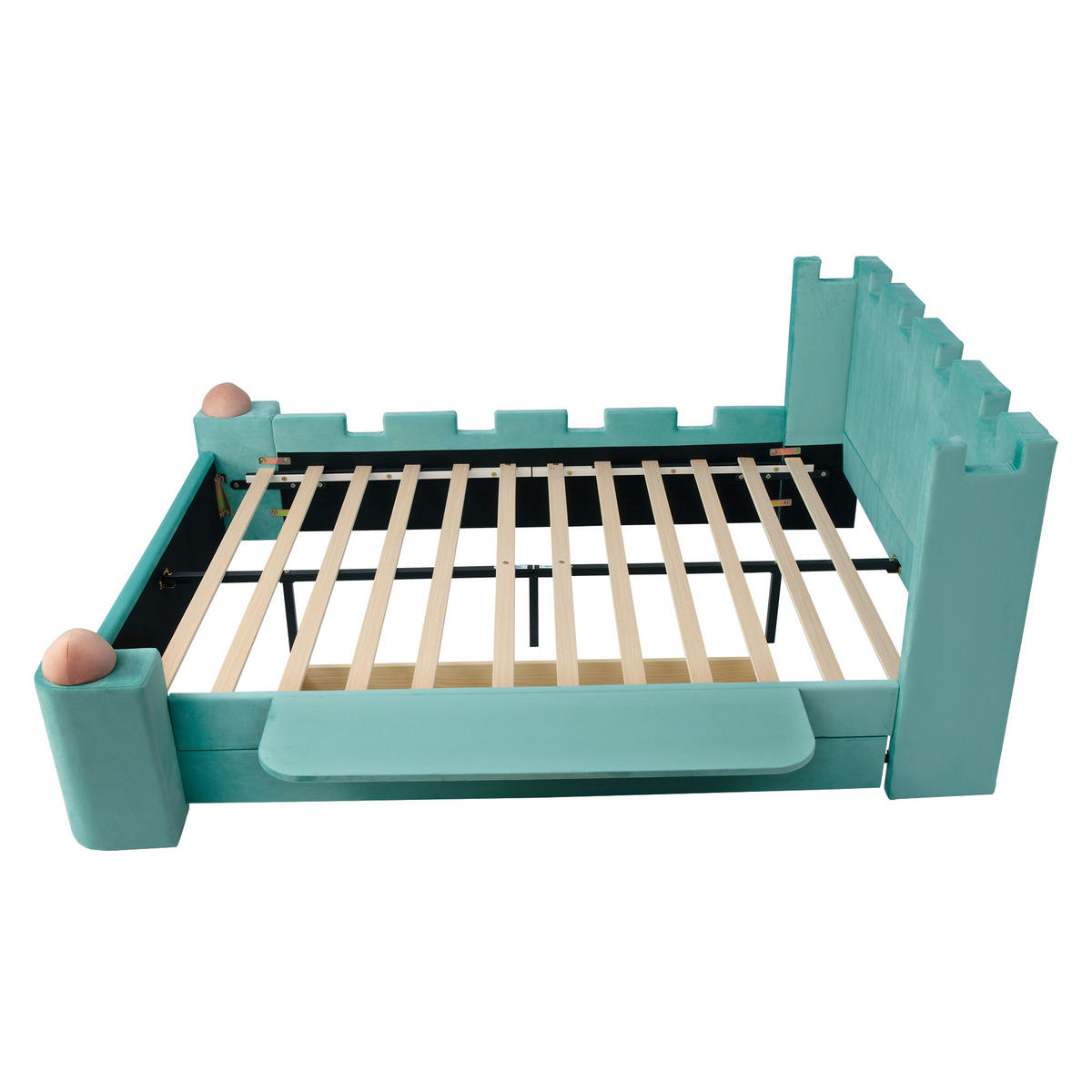 POLSTERBETT Kinder 140x200 cm mit Schublade und Ablage Blue-Green - Blau, Holz (140/200cm) - Meubliv