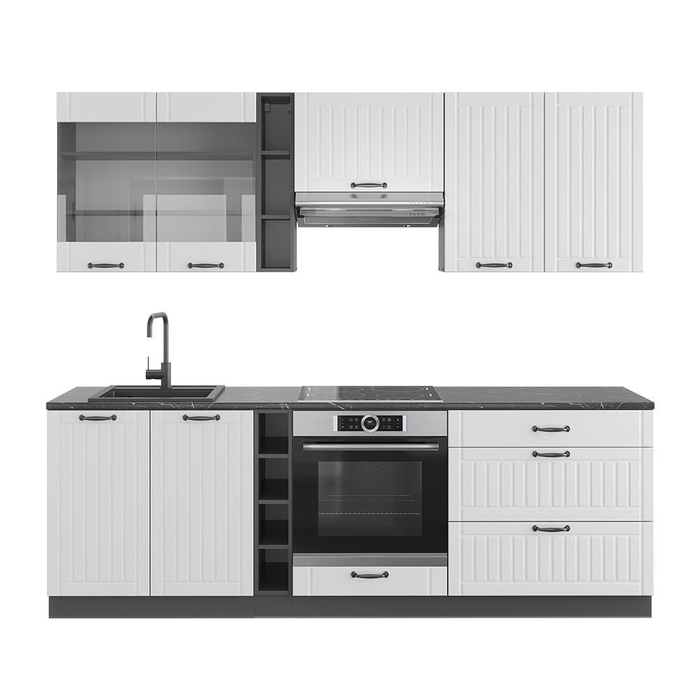 KUHINJA Fame-Line Bela podeželska hiša/antracit 235 cm brez delovne plošče - bela/antracit, leseni material (235/81.6/46cm) - Vicco