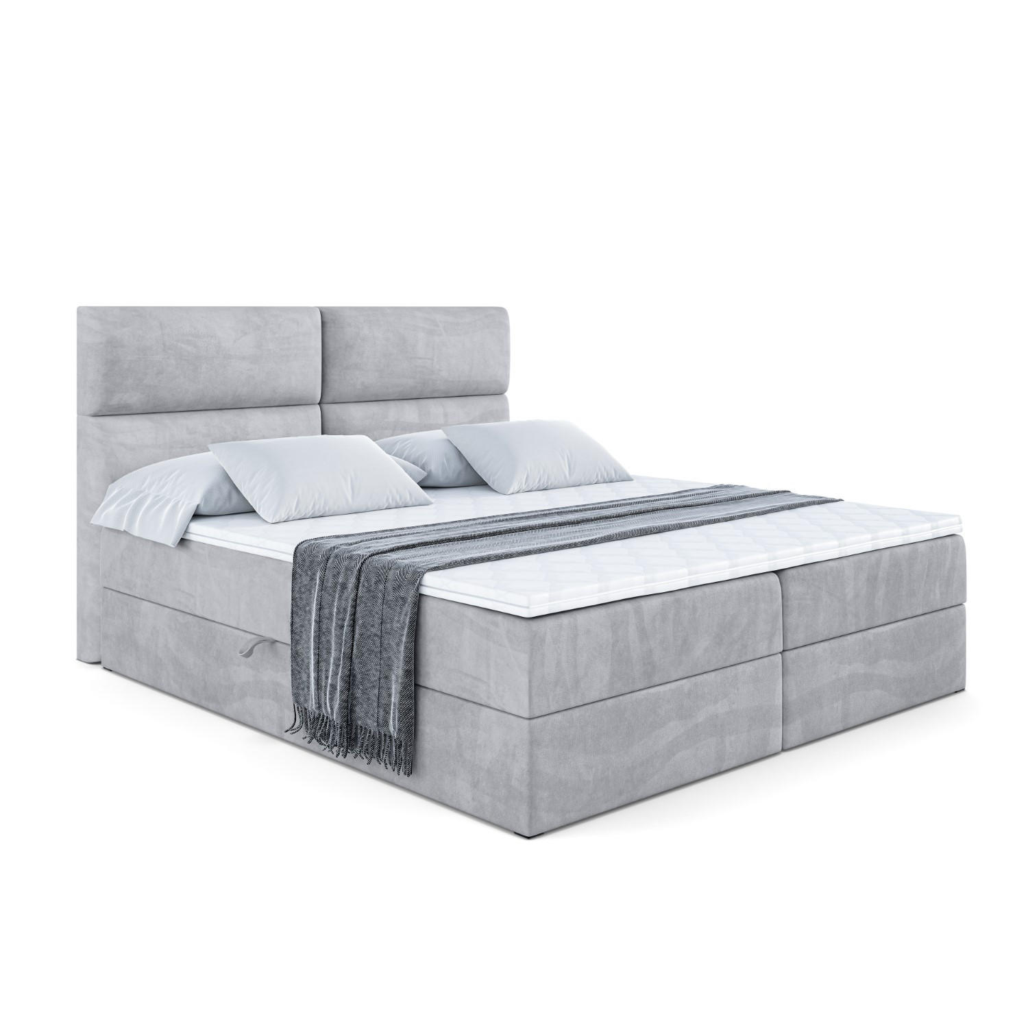 BOXBETT mit Matratze H4 und Lattenrost - BOXI3 - 120x200 cm - H4 - Hellgrau - Hellgrau, Holzwerkstoff (120/200cm) - ALTDECOR