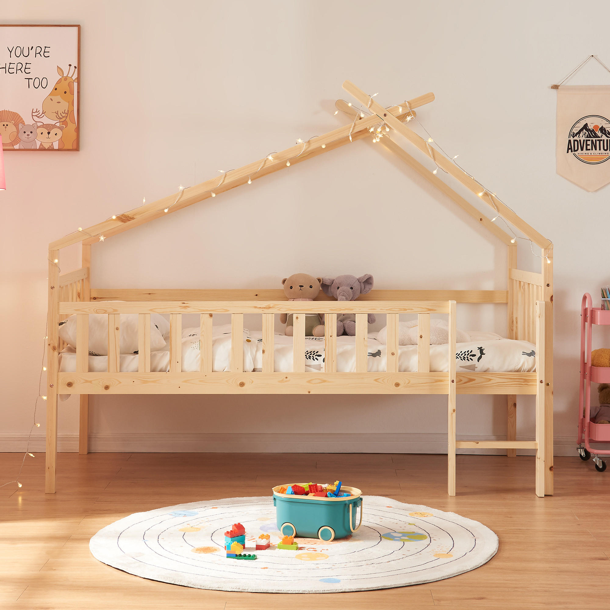 KINDERBETT Sotkamo - Naturfarben, Holz (90/200cm) - [en.casa]