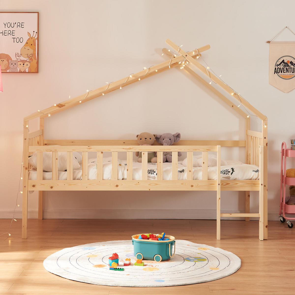 KINDERBETT Sotkamo - Naturfarben, Holz (90/200cm) - [en.casa]