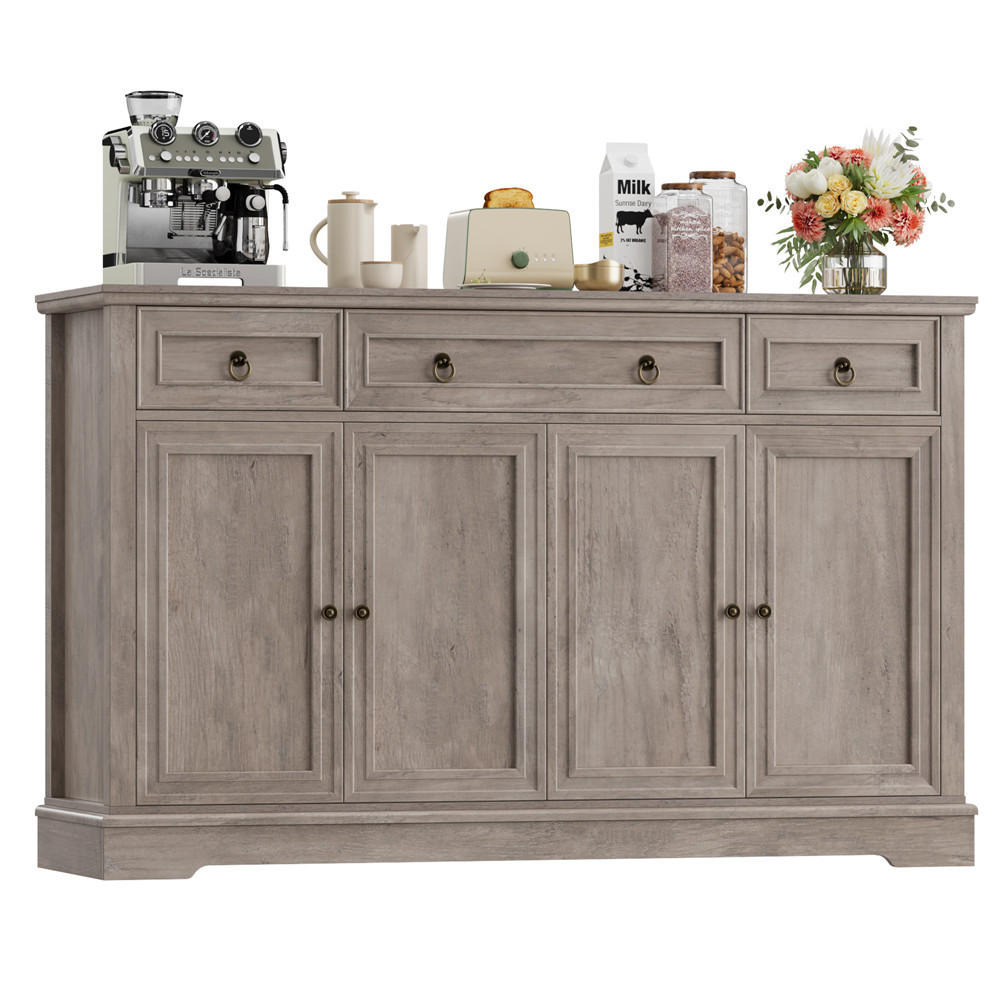 SIDEBOARD 134x87x40 cm Buffetschrank 3 Schubladen Retro - Hellbraun, Holz (134/87/40cm) - Kaket