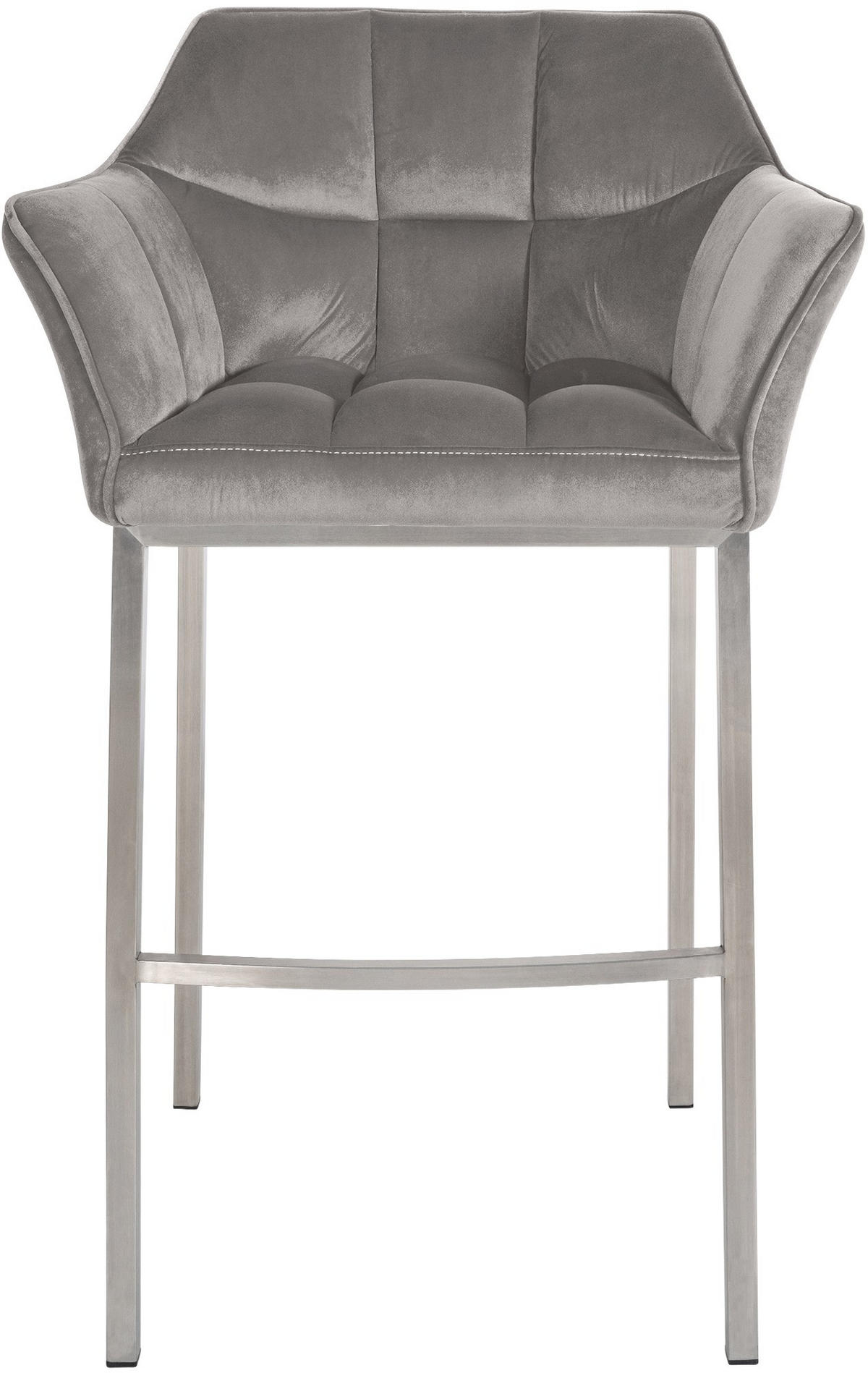 BARHOCKER 2er Set Samt Grau - Edelstahlfarben/Grau, Textil (64/110/48cm) - CLP