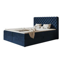 BOXBETT MIAMI mit 2 Bettkästen, 120x200, Farbe: Dunkelblau, Velourstoff, Doppelbett mit Bonell-Matratze - Dunkelblau, Holz/Kunststoff (120/200cm) - Alpi-Möbel