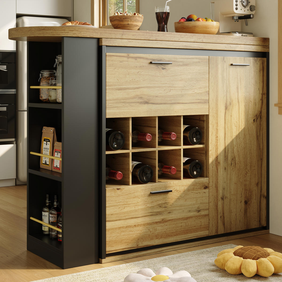 ESSTISCH Ausziehbar 138-220cm Holzmaserung Küchentisch - Naturfarben, Metall (39/138/105cm) - FLIEKS