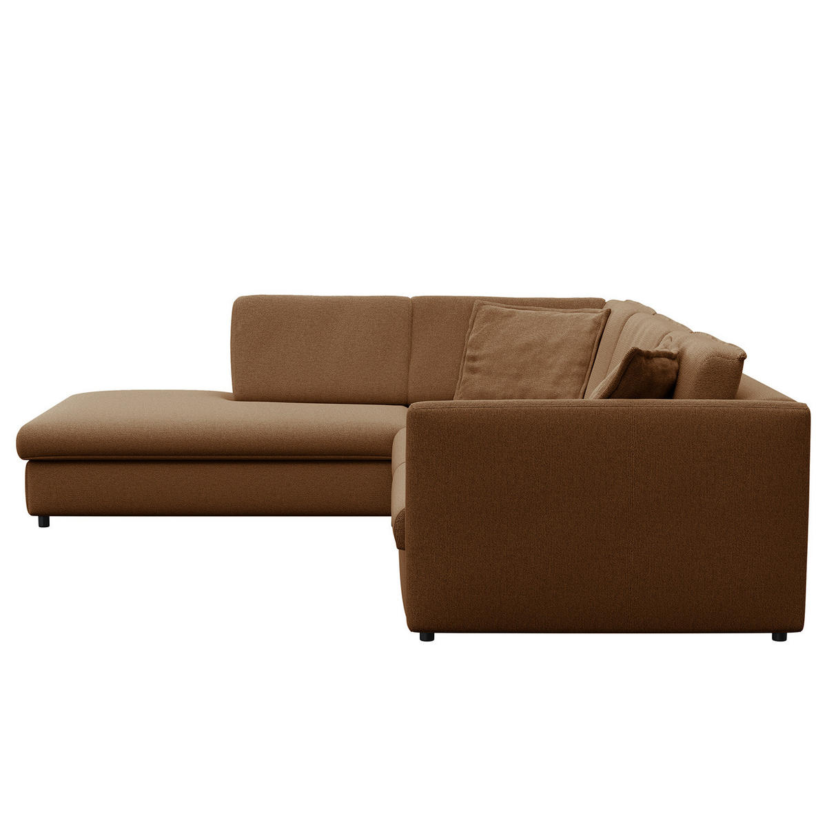 ECKSOFA mit Ottomane - Schwarz/Haselnussfarben, Kunststoff/Textil (328/272cm) - home24