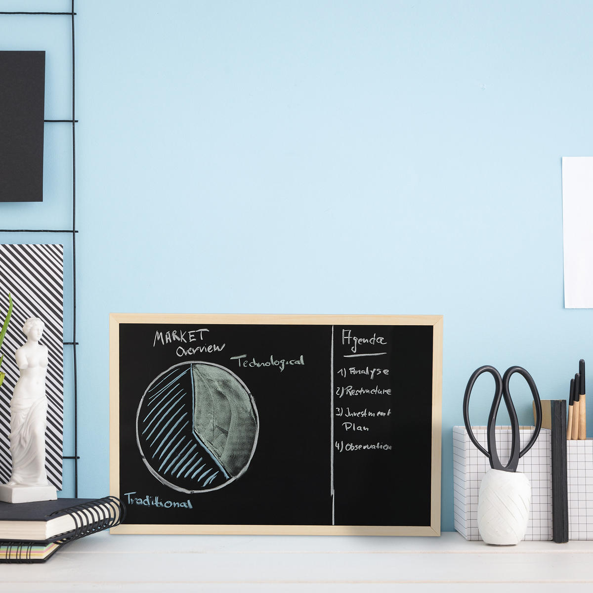 KREIDETAFEL - Schwarz, Holz/Holzwerkstoff (40/30/2cm) - Relaxdays