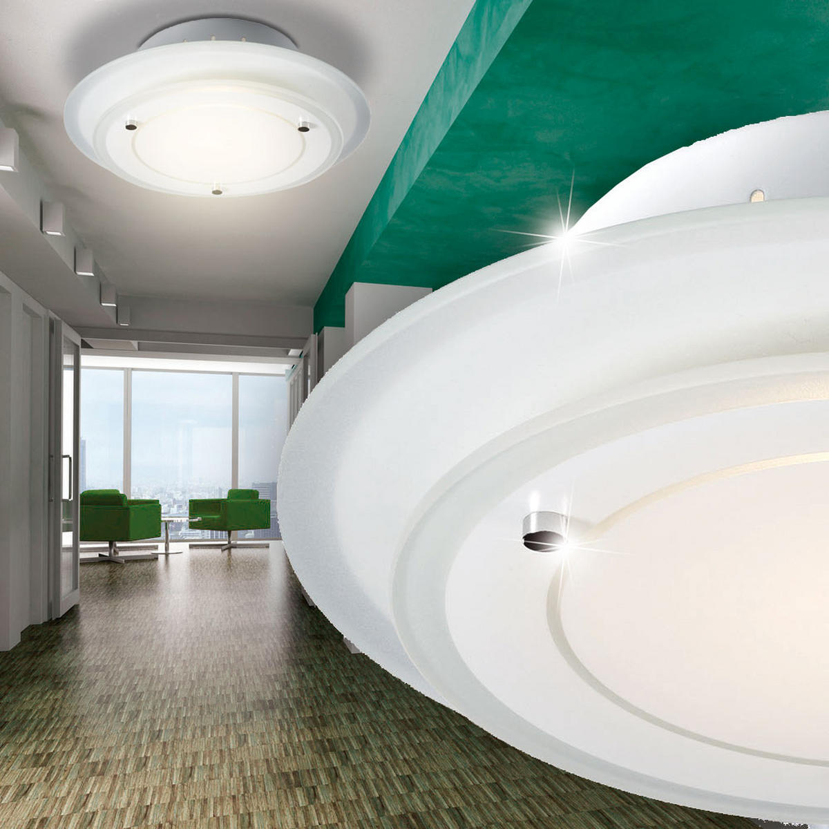 LED DECKENLEUCHTE CASSIS Metall Weiß - Weiß, Glas (22/22/9.5cm)