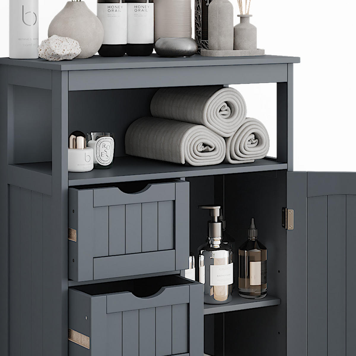 MIDISCHRANK Bianco Grau 56 x 86.5 cm - Grau, Holzwerkstoff (56/86.5/29.2cm) - Vicco