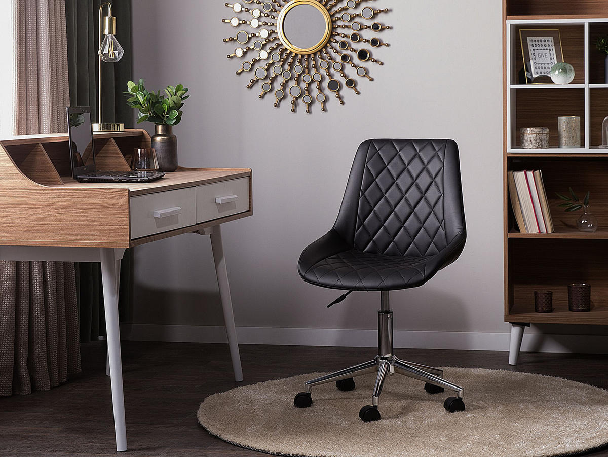 BÜROSTUHL Kunstleder Schwarz Maribel - Schwarz, Textil/Metall (57/83/57cm) - Beliani