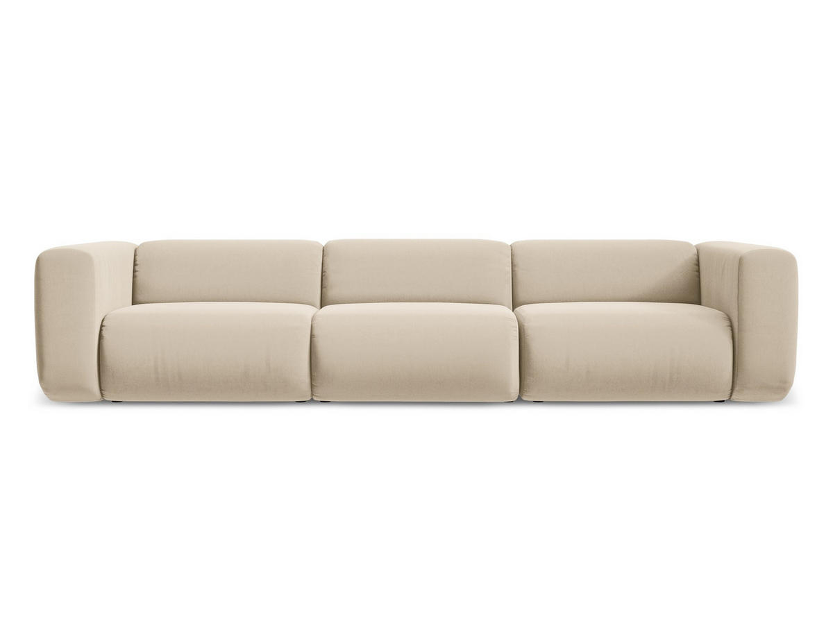4-SITZER-SOFA Samt Stoff Beige - Beige/Creme, Kunststoff/Textil (319/70/89cm) - Makamii
