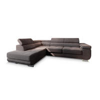 ECKSOFA APIRO L-S Braun Kordstoff mit Schlaffunktion - Braun, Holz (276/202cm) - MASSENO