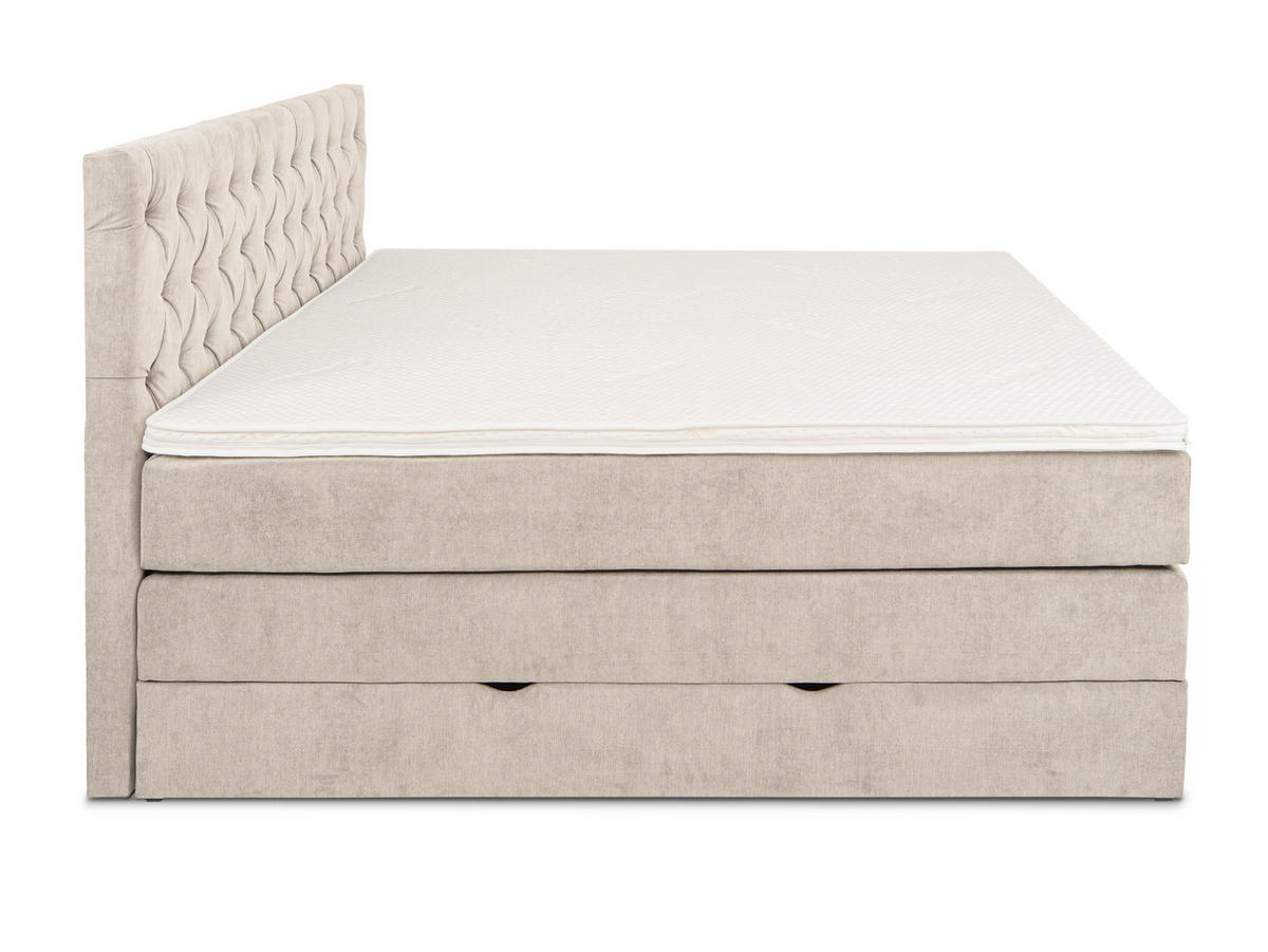 BOXSPRINGBETT Verona Beige 180/200 cm H2/H3 Samt - Beige, Textil (180/200cm) - wonello