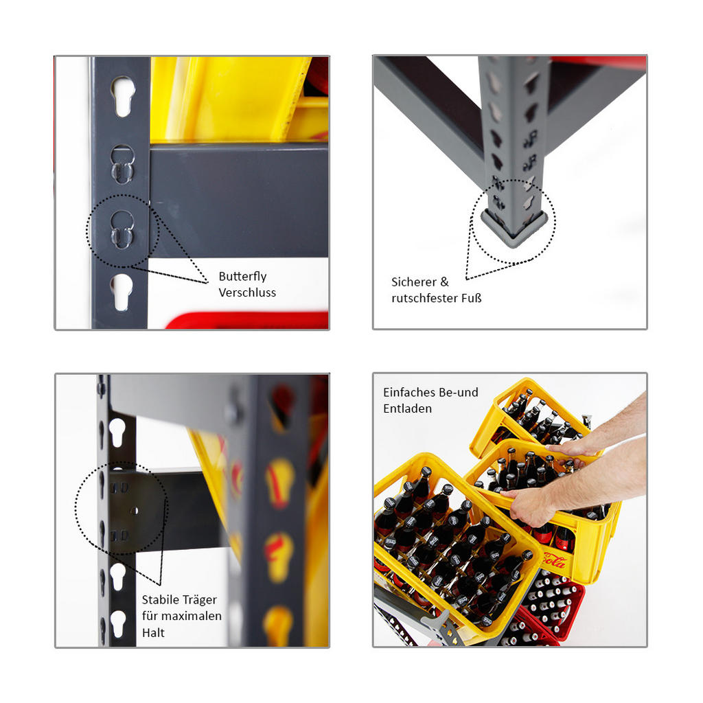 Thumbnail - Proregal Getränkekistenregal, Anthrazit, Metall, Rechteckig, 133x100x30 cm, Küchenzubehör, Flaschenträger