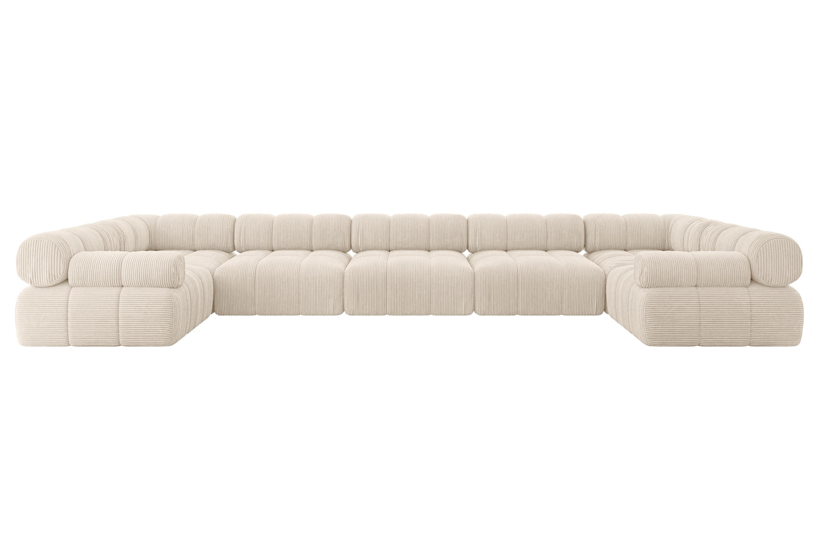 WOHNLANDSCHAFT modulares Sofa Birno-U3 - 475x190x70 cm Beige Cord - Beige, Holzwerkstoff/Textil (475/70/190cm) - ALTDECOR