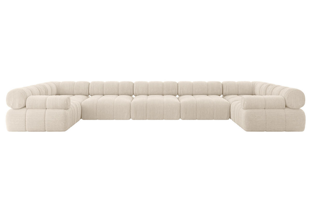 WOHNLANDSCHAFT modulares Sofa Birno-U3 - 475x190x70 cm Beige Cord - Beige, Holzwerkstoff/Textil (475/70/190cm) - ALTDECOR