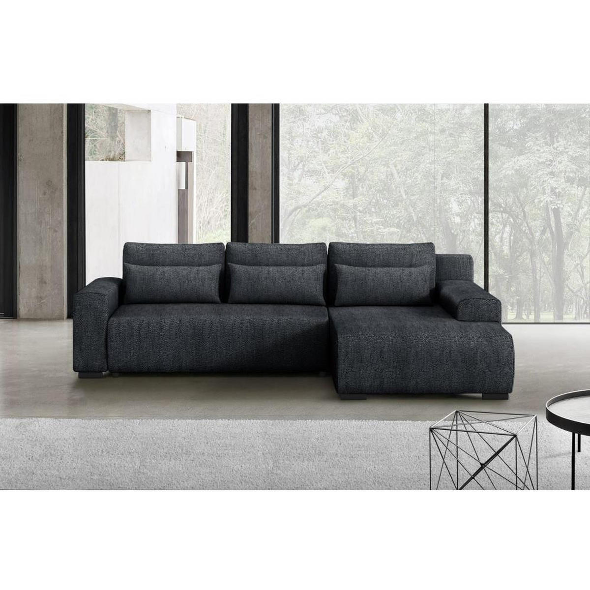 ECKSCHLAFSOFA Benny anthrazit rechts - Anthrazit/Schwarz, Kunststoff/Textil (271/185cm) - Beautysofa