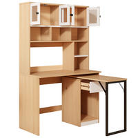 SCHRANKSCHREIBTISCH ARBEITSTISCH in Naturfarben Computertisch Schreibtisch mit Regal Schrank, Stauraum ,B110/T55/H180cm - Transparent/Naturfarben, Holzwerkstoff (55/110/180cm) - STILVORA