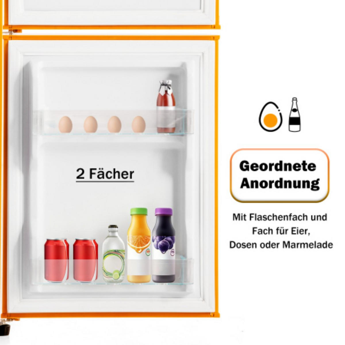 MINIKÜHLSCHRANK Antikgelb 88.8/45.5/42.5 cm 60L - Dunkelgelb, Kunststoff/Metall (45.5/42.5/88.8cm)