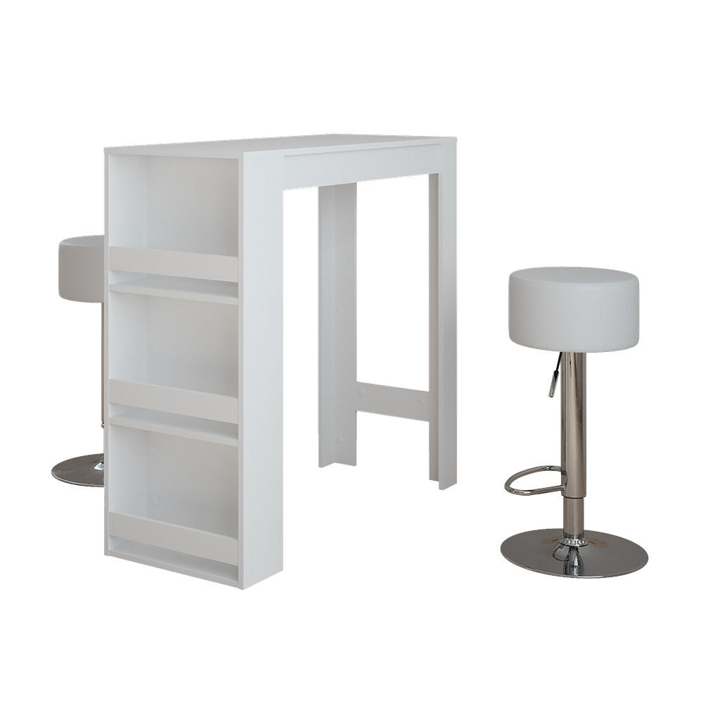 Vicco STOJACÍ BAROVÝ STŮL SE ŽIDLEMI Repose Bílá 45 x 110 cm se 2 barovými stoličkami