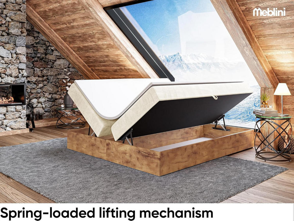 BOXSPRINGBETT LOFTY BOX - Creme, Holzwerkstoff (180/220cm) - Meblini