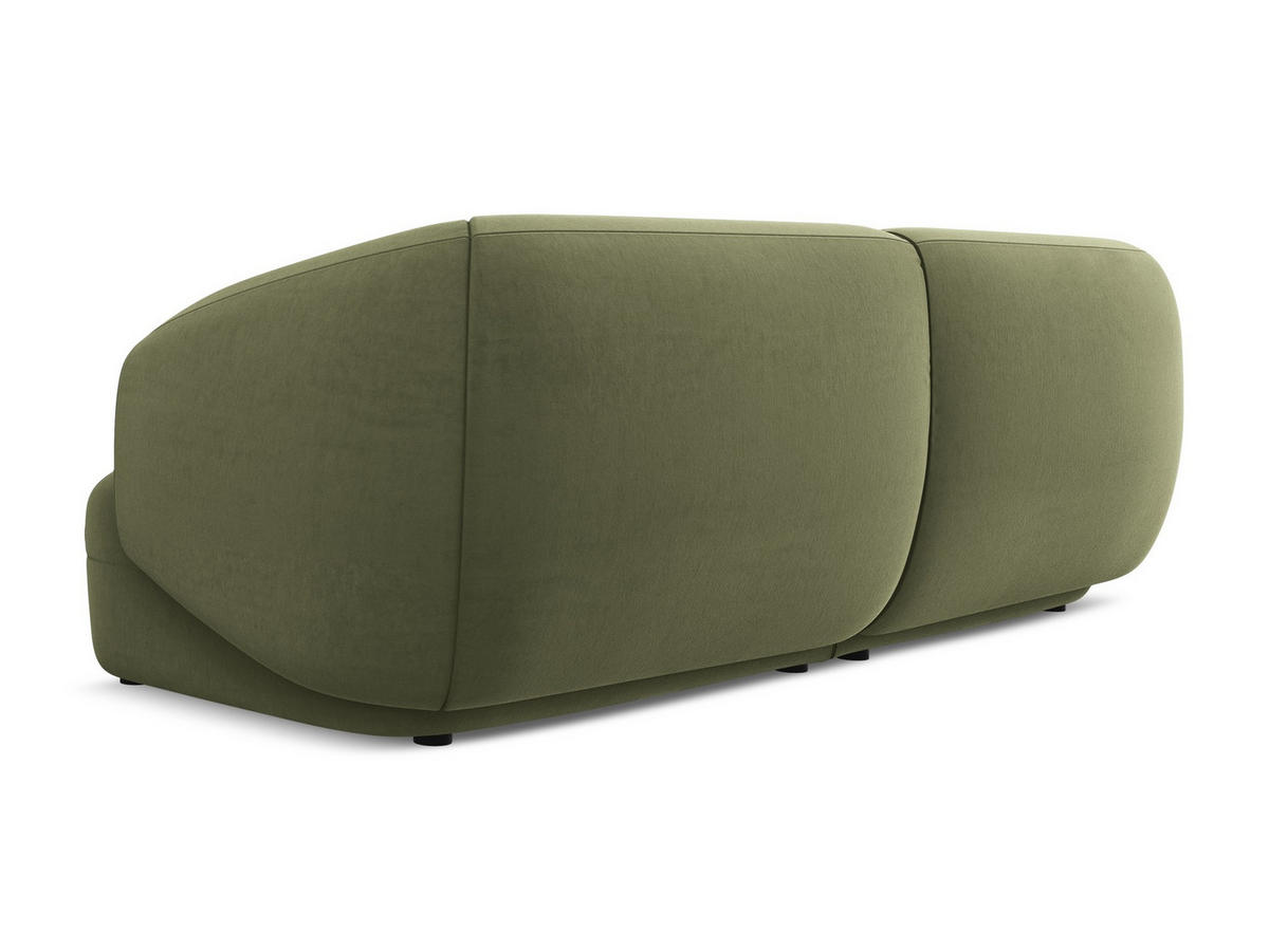 4-SITZER-SOFA Samt Stoff Grün - Schwarz/Olivgrün, Kunststoff/Textil (232/81/98cm) - Makamii