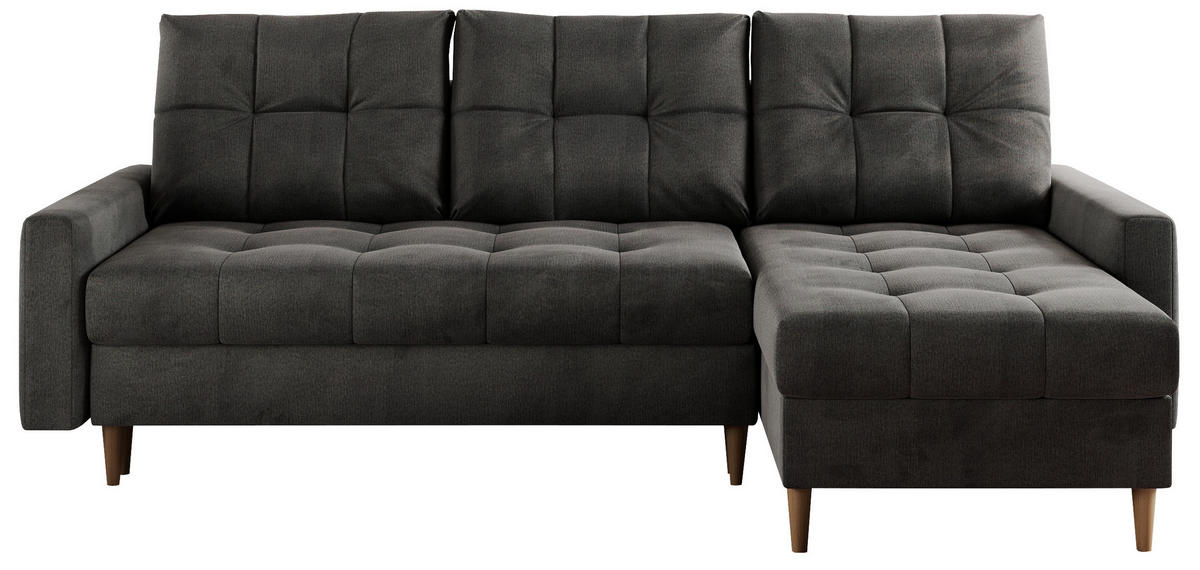ECKSOFA Colin Velvet Dunkelgrau - Dunkelgrau/Braun, Holz/Textil (220/140cm) - MKS