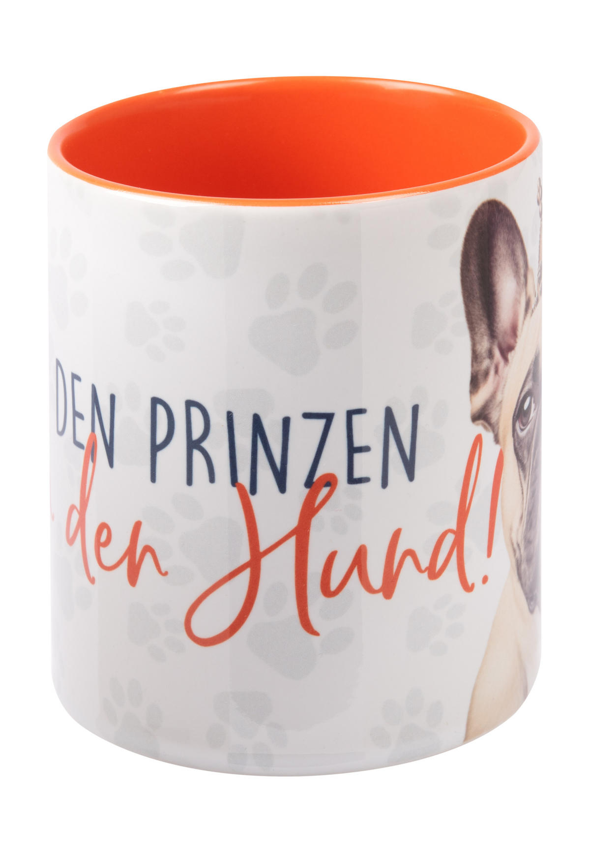 KAFFEEBECHER Hunde Mops - Vergiss den Prinzen, nimm den Hund! Weiß/Orange 320 ml - Orange, Keramik (0.32L) - United Labels