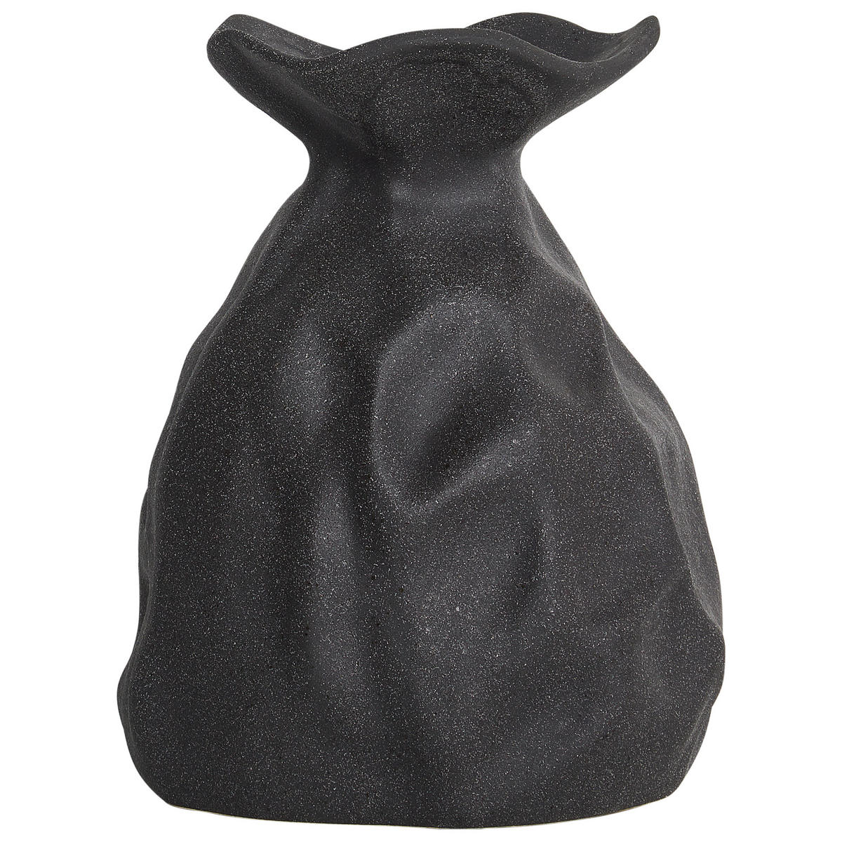 BLUMENVASE Steinzeug schwarz Coontail - Schwarz, Stein (31cm) - Beliani