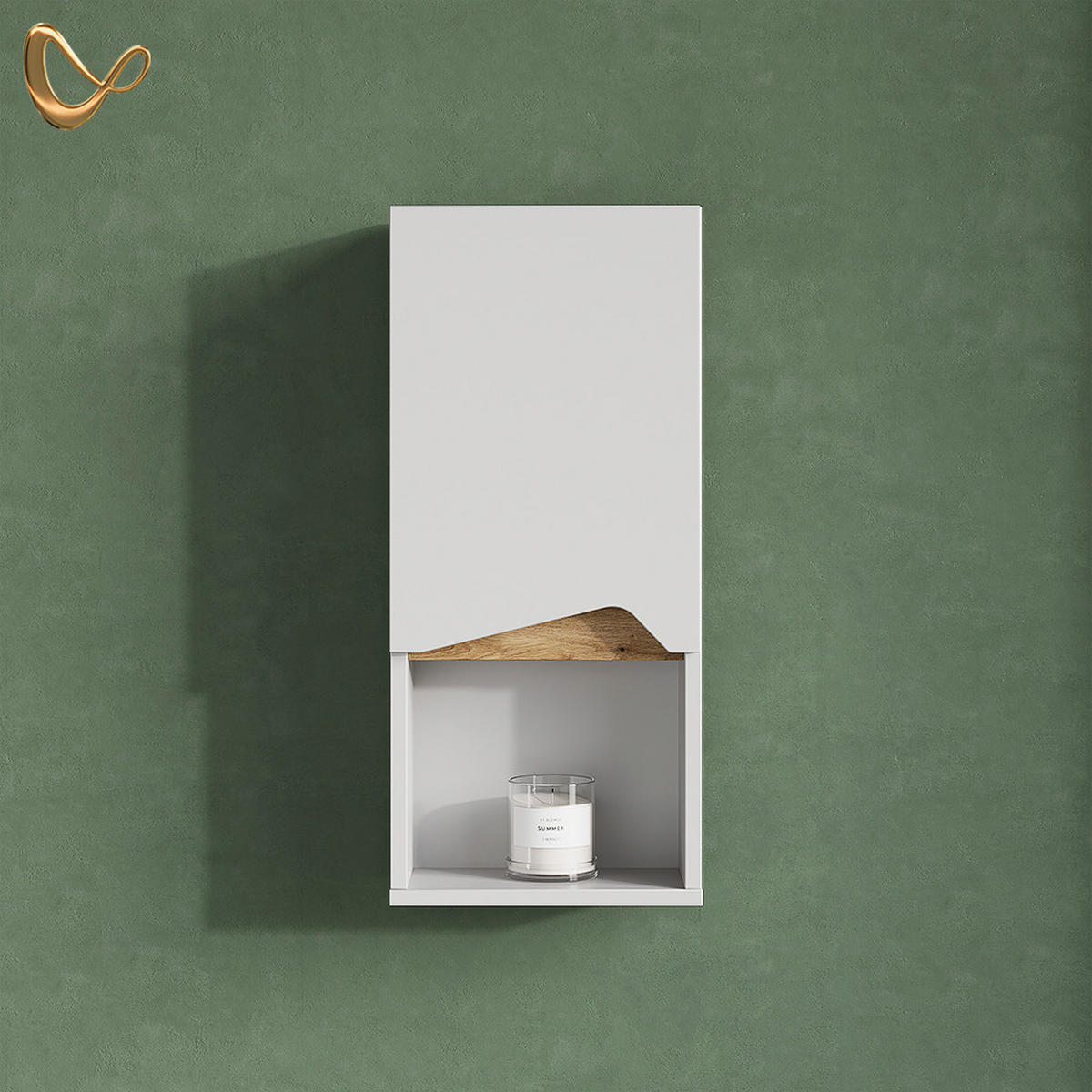 BADSCHRANK Timavo Weiß 30 x 67 cm mit Tür und offenem Fach - Weiß/Eiche Artisan, Holzwerkstoff (30/67/17cm) - Livinity®