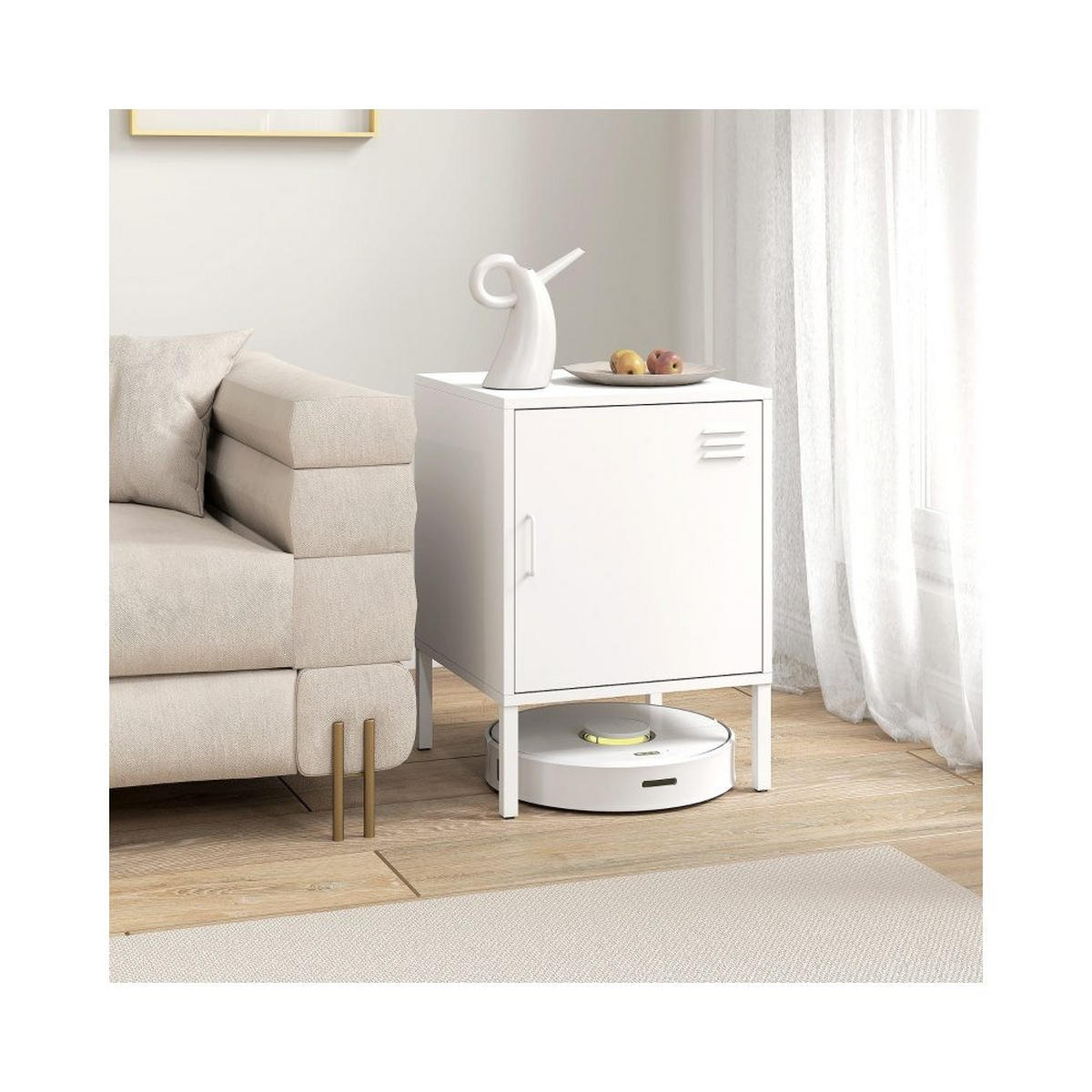 NACHTISCH STAHL WEISS, VERSTELLBARES REGAL, MULTIROOM - Weiß, Holzwerkstoff (40/56/40cm)