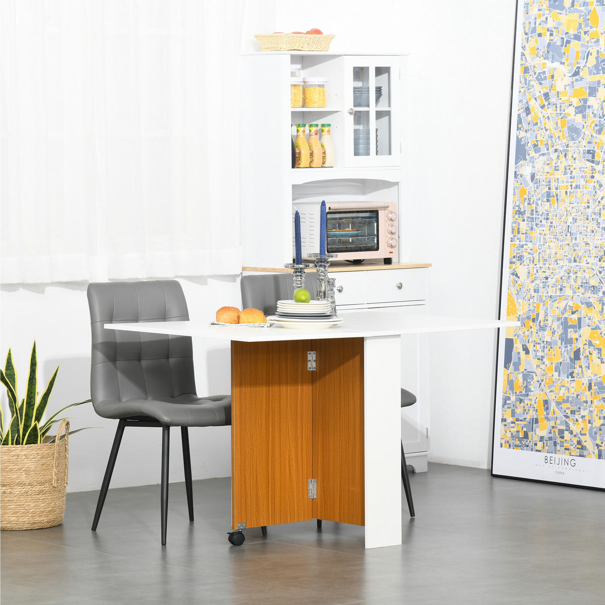 ESSTISCH Weiß und Holz 1 Stück - Weiß, Metall (120/80/73cm) - GiPP
