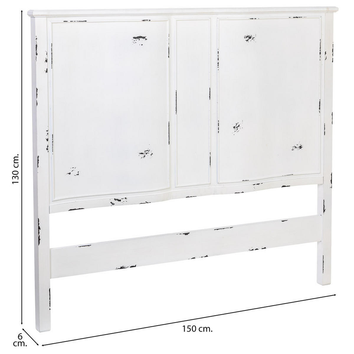 KOPFTEIL aus Holz, grau, 150x6x130cm - Weiß, Holz (150/130/6cm) - Wanderlust
