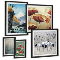 BILDER SET 5er Set - 50x50 cm & 20x30 cm & 40x60 cm Schwarzer Rahmen - Tropische Pflanzen, Pflanzenliebhaberin - Schwarz, Kunststoff (40/60cm) - TULUP