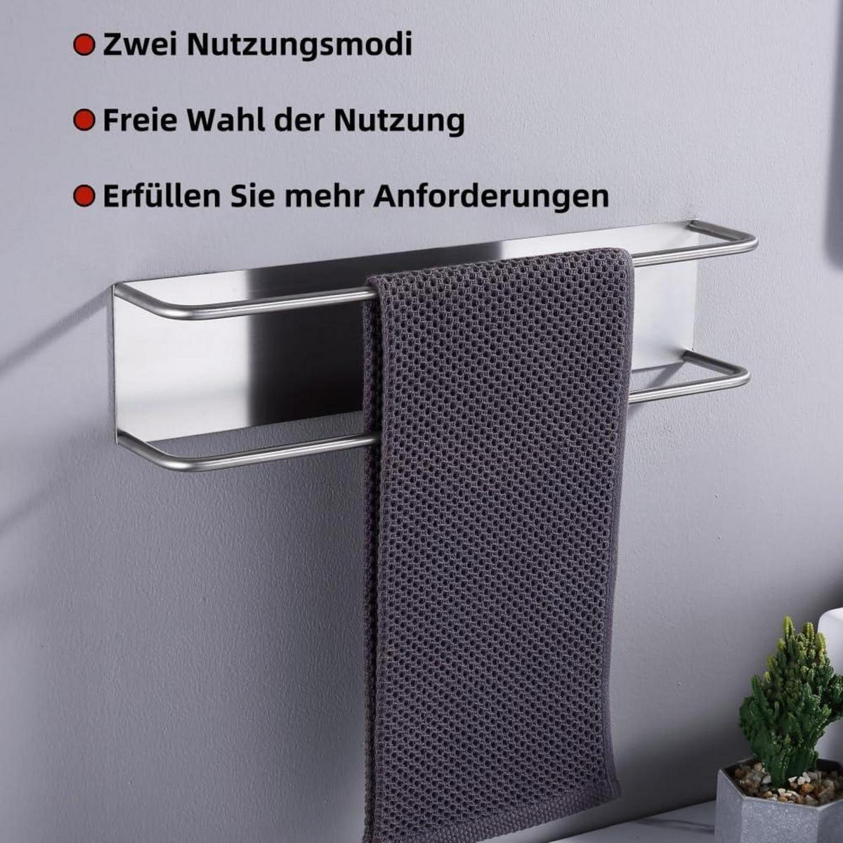 GÄSTEHANDTUCHHALTER Gebürstetes Nickel 40 cm - Multicolor, Metall (9/7/40cm)