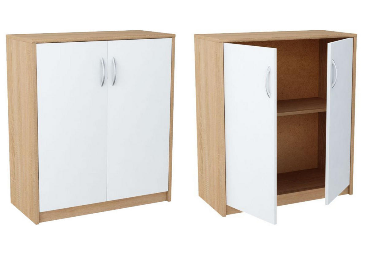 KOMMODE 74cm breit in Sonoma-Weiß - Weiß/Sonoma Eiche, Holzwerkstoff (74/85/35cm) - Home Collective
