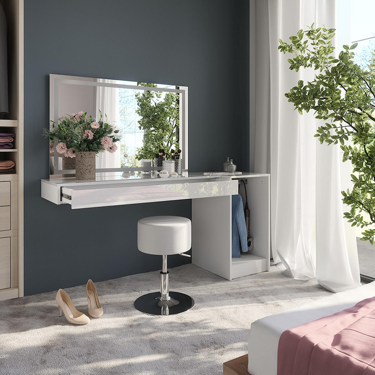 TOALETNÍ STOLEK Sherry Bílá - bílá, kompozitní dřevo (120/12/40.1cm) - Vicco