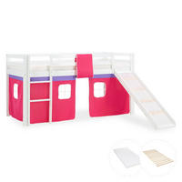 HOCHBETT 90/200 cm in Pink mit Lattenrost + Matratze - Pink/Weiß, Holz - Homestyle4u