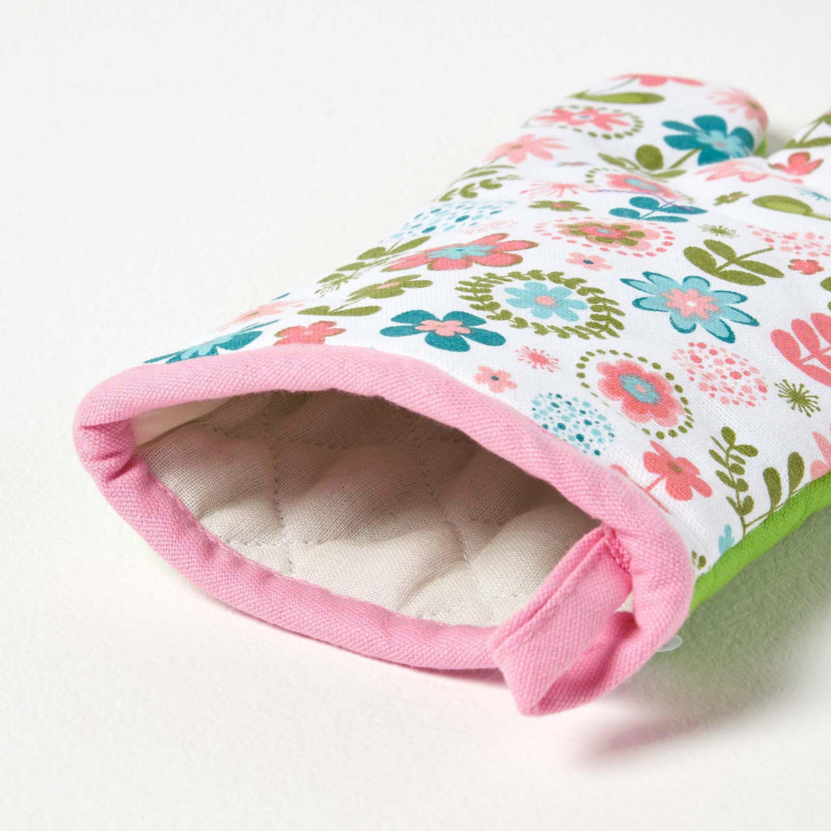 OFENHANDSCHUH Retro-Blumen 18/32 cm, Baumwolle wattiert - Multicolor, Textil (18/32cm) - Homescapes