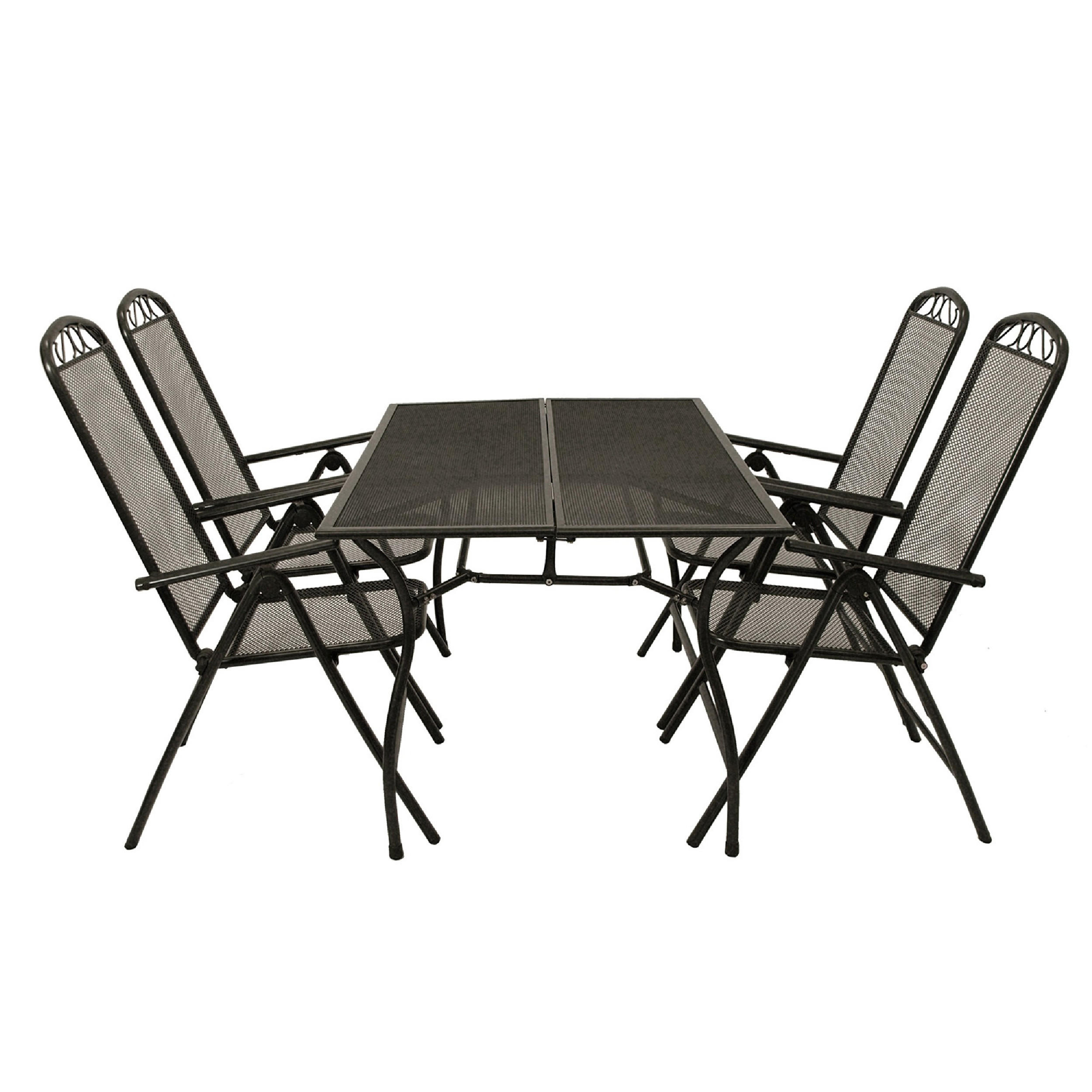 GARTENESSGRUPPE Glasgow - GartenGARTEN-GARNITUR für 4 Personen - Gartenmöbel Set 5-teilig - Streckmetall anthrazit - Grau, Metall - TPFGarden