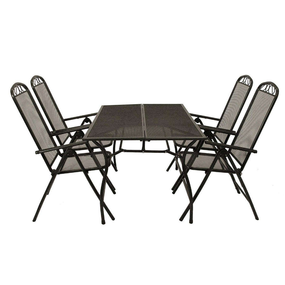 GARTENESSGRUPPE Glasgow - GartenGARTEN-GARNITUR für 4 Personen - Gartenmöbel Set 5-teilig - Streckmetall anthrazit - Grau, Metall - TPFGarden