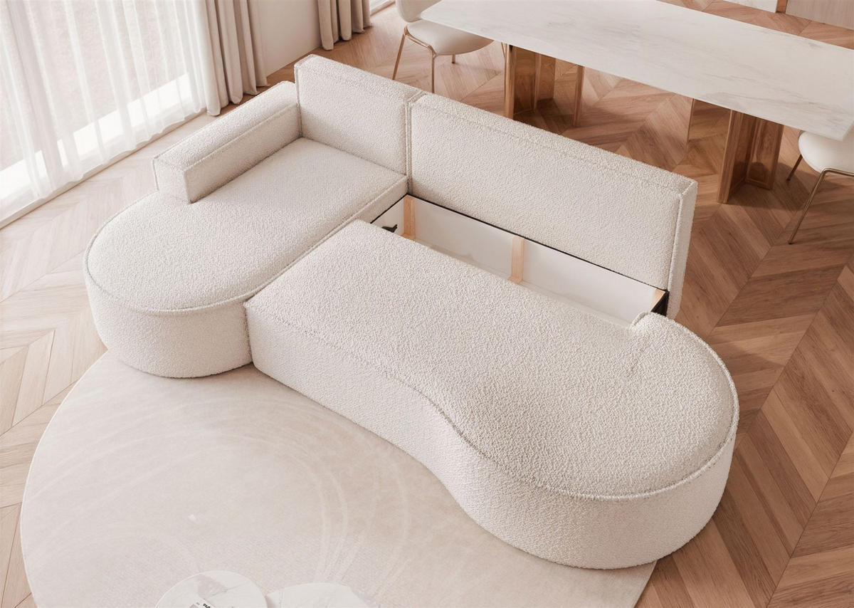ECKSOFA Arlet Mit Schlaffunktion - Creme, Holzwerkstoff/Textil (277/156cm) - Fun Möbel