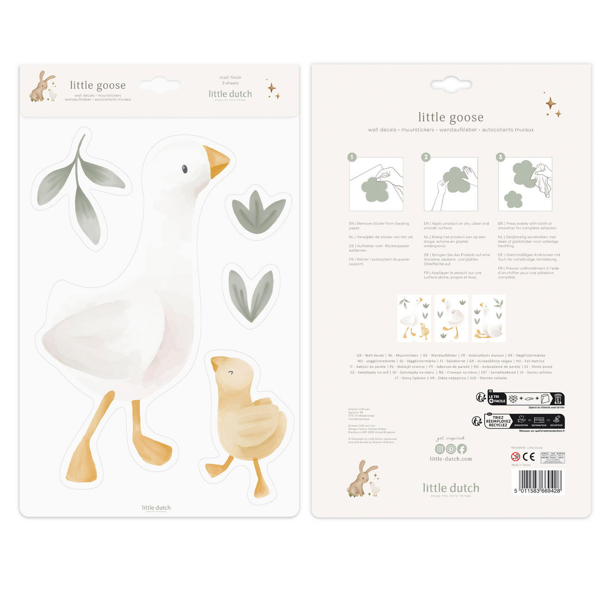 WANDAUFKLEBER Little Goose - Multicolor, Kunststoff (21/1/0.1cm) - Little Dutch